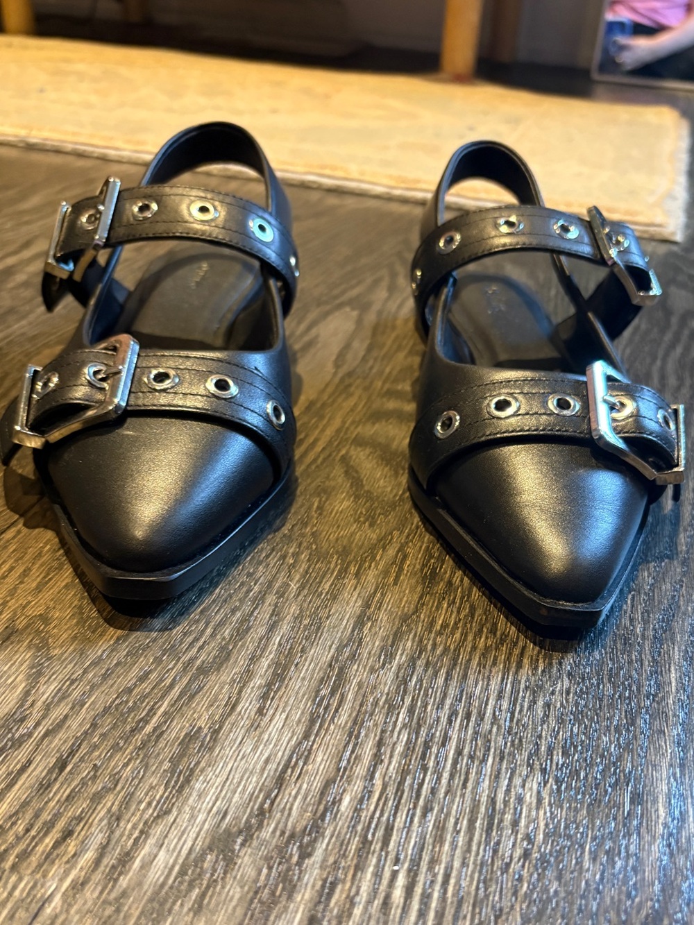 NWOB Quince leather bold buckle slingback flats - Picture 7 of 15